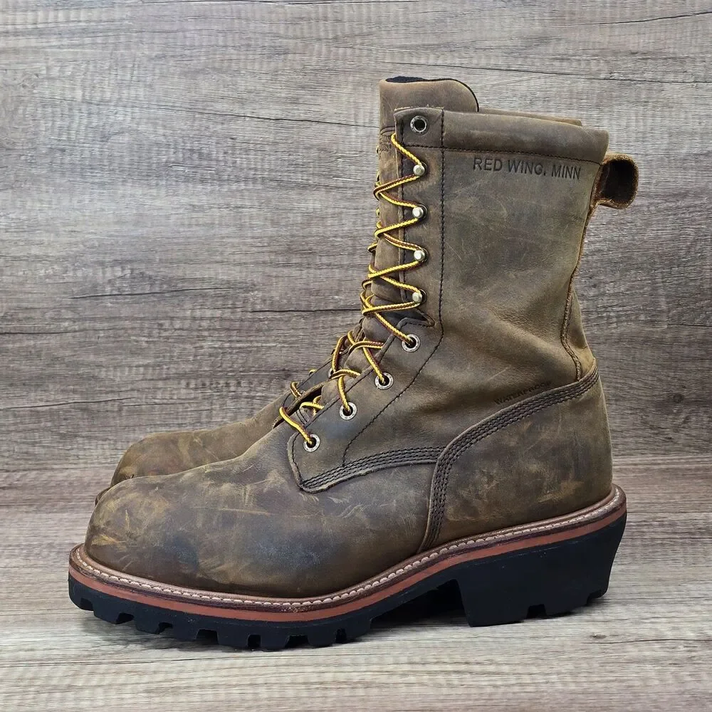 Red Wing 2217 Loggermax 9'' Men's 10 D Brown Leather Waterproof Steel Toe Boots